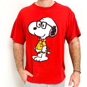 Vintage SNOOPY Red T-Shirt Men's (xL) USA Schultz